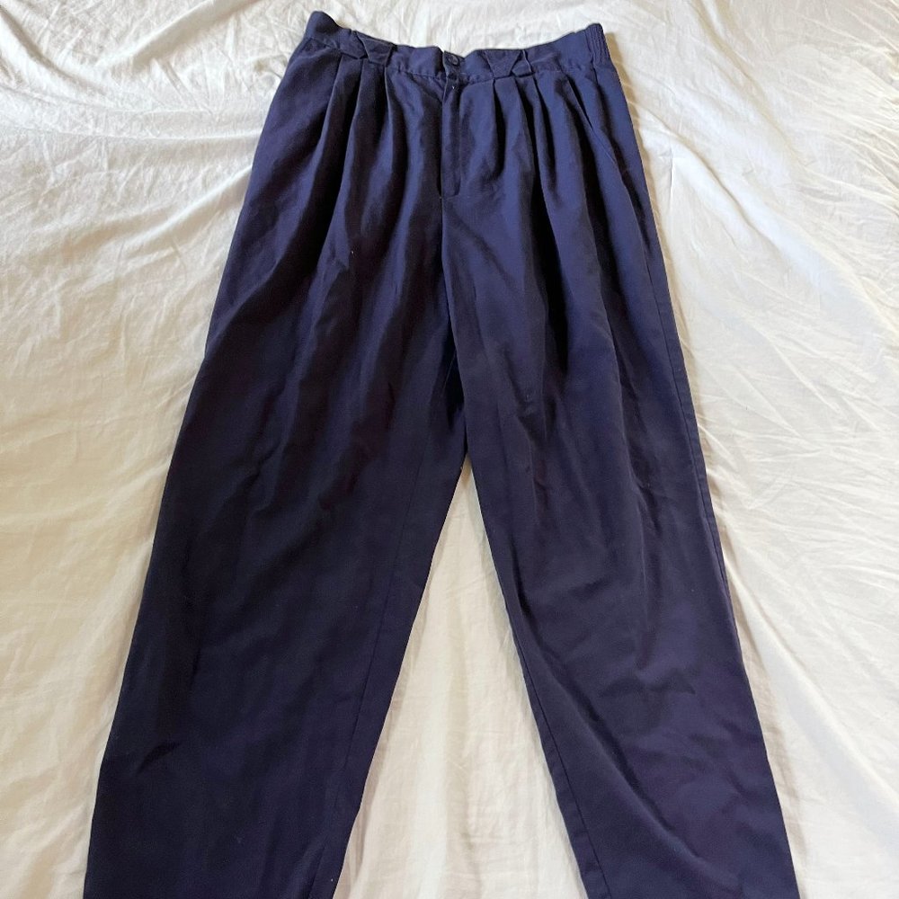 Vintage Tapered Navy Cigarette Trousers